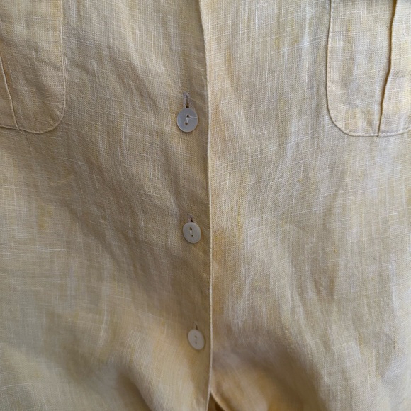 Tracy M sleeveless linen tie front blouse in yellow Size M - Picture 5 of 5